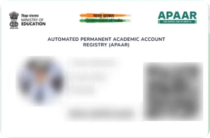APAAR ID PVC Card PVC card front preview with personal details redacted