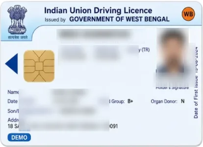 Driving Licence PVC card front preview with personal details redacted