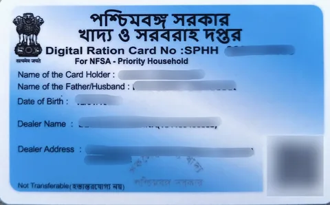 SPHH Ration Card PVC card front preview with personal details redacted