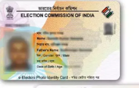 Voter ID Card PVC card front preview with personal details redacted